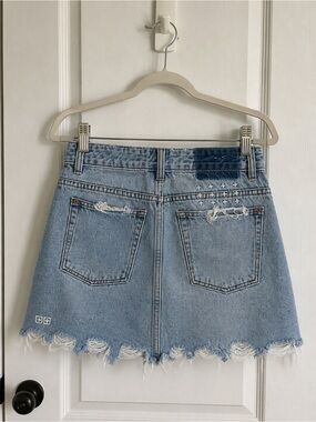Ksubi Light Blue Distressed Denim Mini Skirt
